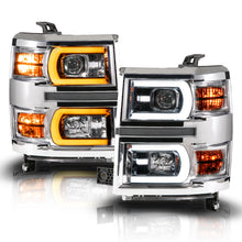 Load image into Gallery viewer, Anzo 14-15 Chevy Silverado 1500 Chrome Dual Switchback+Sequential LED Tube Sq. Projector Headlights