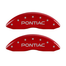 Load image into Gallery viewer, MGP 4 Caliper Covers Engraved Front Pontiac Rear Arrow Red Finish Silver Char 2006 Pontiac GTO