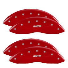 Load image into Gallery viewer, MGP 4 Caliper Covers Engraved Front &amp; Rear Oval logo/Ford Red finish silver ch