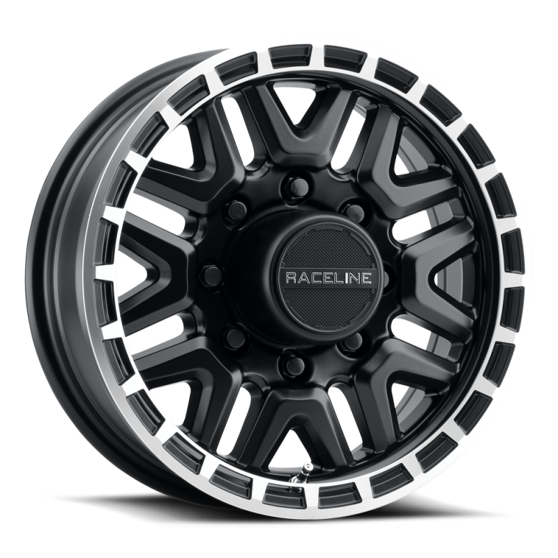 Raceline 953BM Krank 16x6in / 8x165.1 BP / 0mm Offset / 4.90mm Bore - Black & Machined Wheel