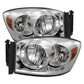 xTune Dodge Ram 1500 06-08 / Ram 2500/3500 06-09 Amber Crystal Headlights Chrome HD-JH-DR06-AM-C