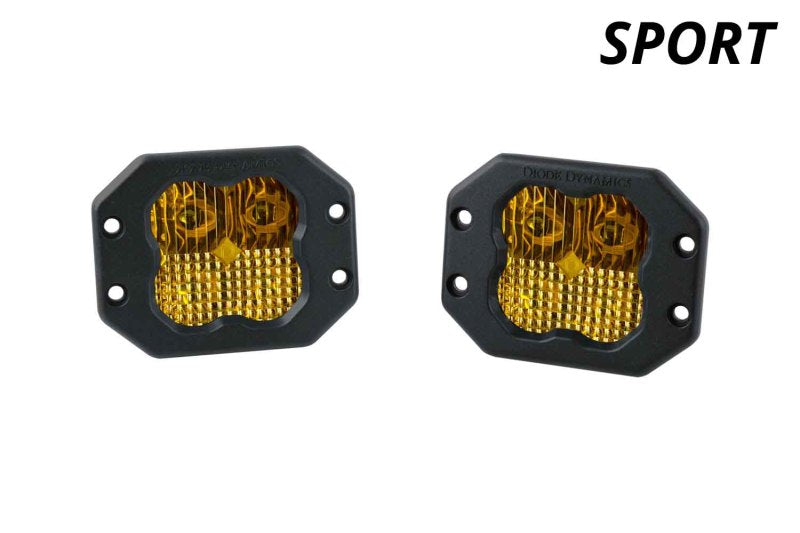 Diode Dynamics SS3 LED Pod Sport - Yellow Flood Flush (Pair)