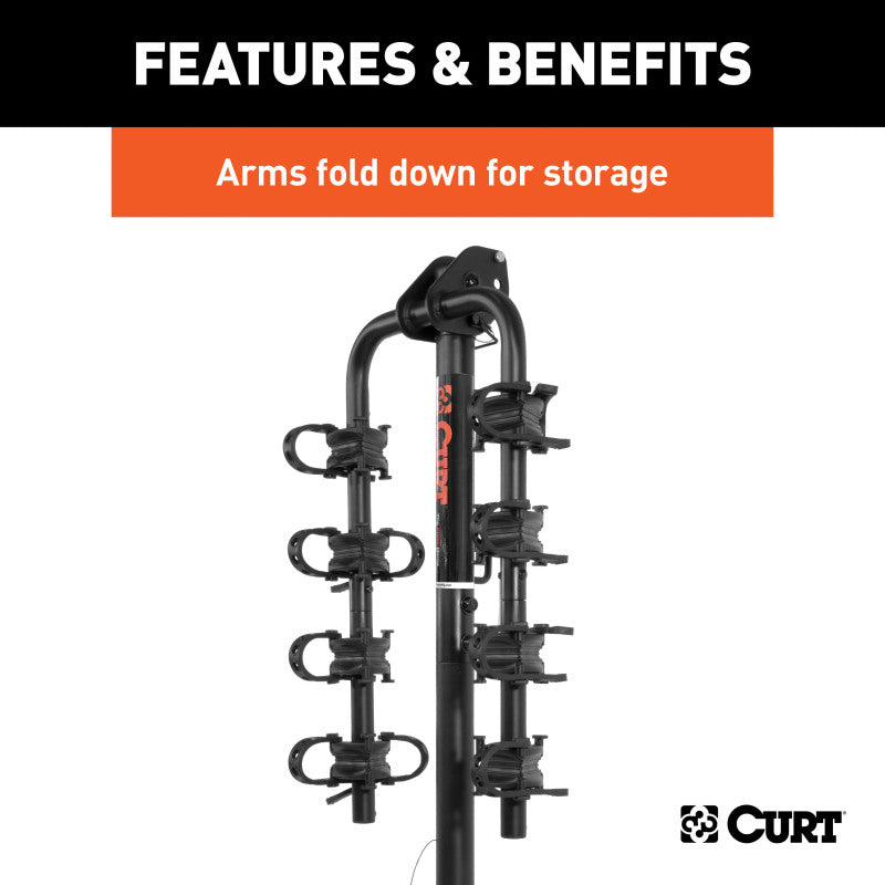 Curt Extendable Hitch-Mounted Bike Rack (2 or 4 Bikes 1-1/4in or 2in Shank)