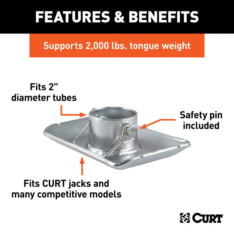 Curt Pin-On Jack Foot (Fits 2in Tube 2000lbs 1-11/16in Height)