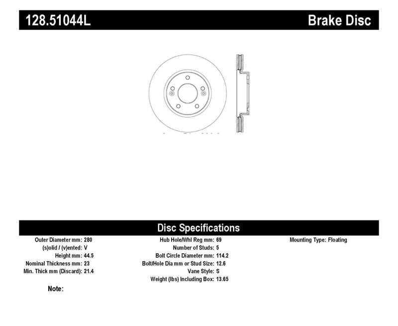 StopTech Drilled Sport Brake Rotor