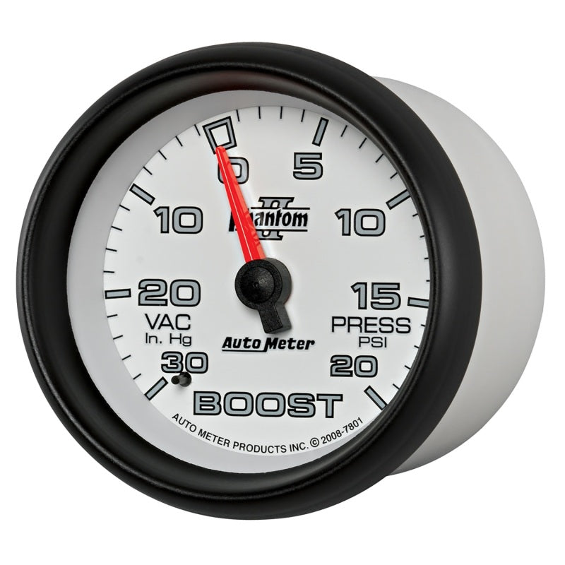 AutoMeter Gauge Vac/Boost 2-5/8in. 30Inhg-20PSI Mechanical Phantom II