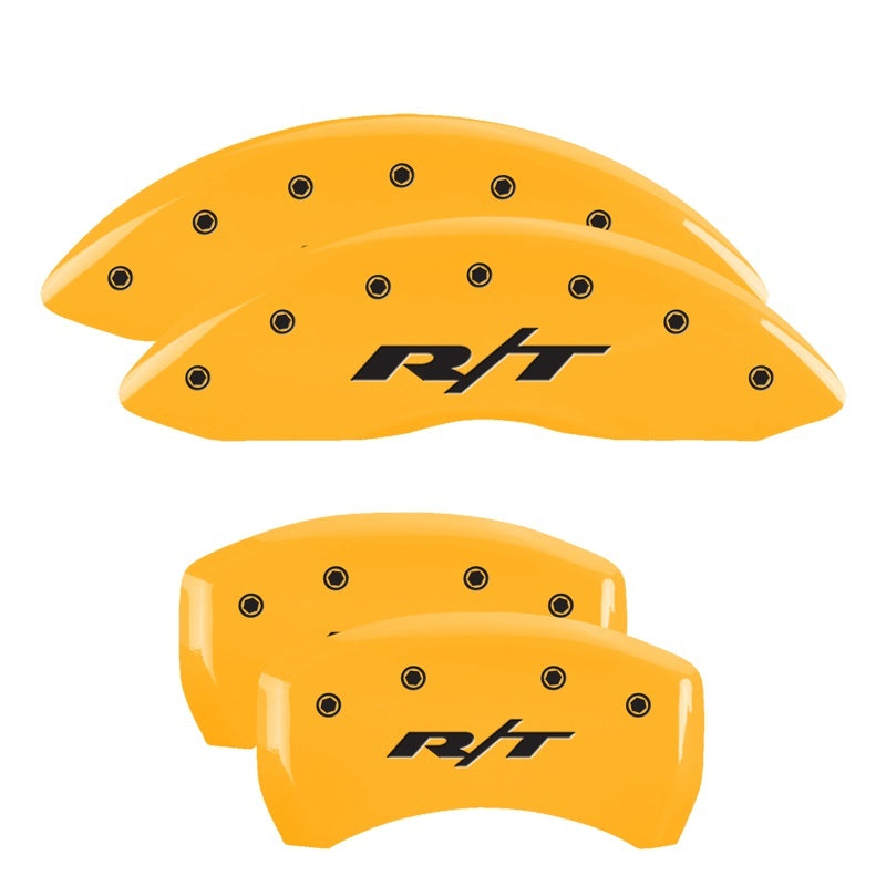 MGP 4 Caliper Covers Engraved Front & Rear RT1-Truck Yellow finish black ch