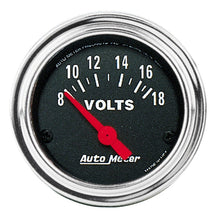 Load image into Gallery viewer, Autometer Traditional Chrome 52mm 8-18 Volts Short Sweep Electricall Voltmeter
