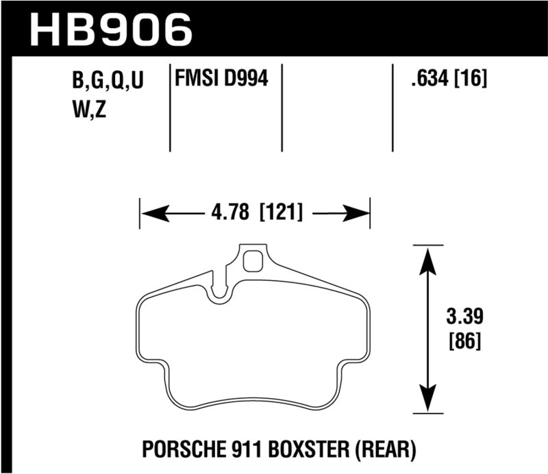 Hawk DTC-80 02-10 Porsche 911 Motorsports Rear Brake Pads