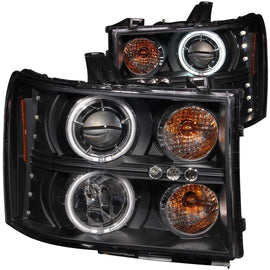 ANZO 2007-2013 GMC Sierra 1500 Projector Headlights w/ Halo Black