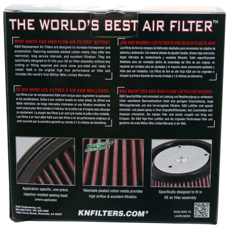 K&N Replacement Air Filter 1.625in H x 7.5in L for Harley-Davidson