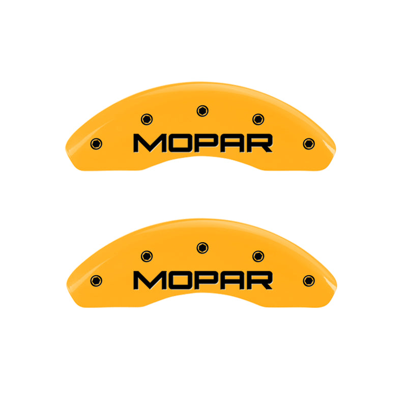 MGP 4 Caliper Covers Engraved Front & Rear Mopar Yellow Finish Black Char 2008 Chrysler PT Cruiser