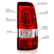 Load image into Gallery viewer, ANZO 1999-2002 Chevy Silverado 1500 LED Taillights Plank Style Chrome With Red/Clear Lens