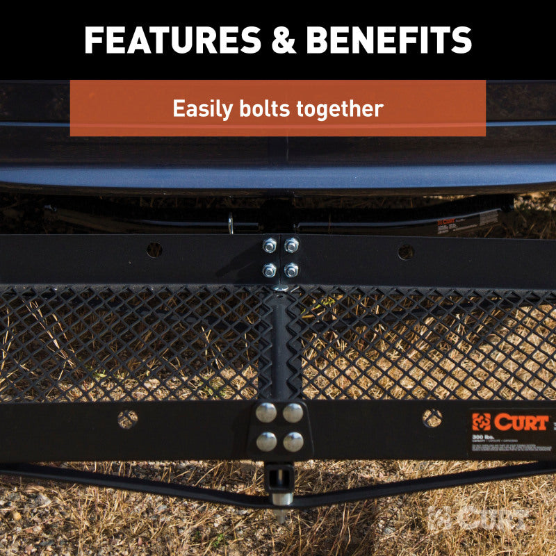 Curt 48in x 20in Tray-Style Cargo Carrier (Fixed 1-1/4in Shank w/2in Adapter)