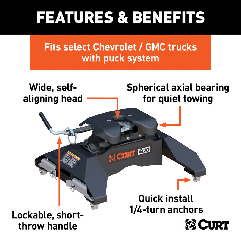 Curt Q20 5th Wheel Hitch w/GM Puck System Legs