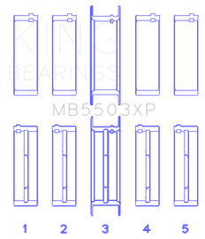 King Engine Bearings Ford V8 351ci 5.8L 16v Cleveland Crankshaft Main Bearing Set (Set of 5)