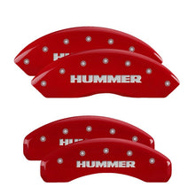 Load image into Gallery viewer, MGP 4 Caliper Covers Engraved Front &amp; Rear Hummer Red finish silver ch